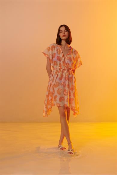 Sophia Dress Orange Printed