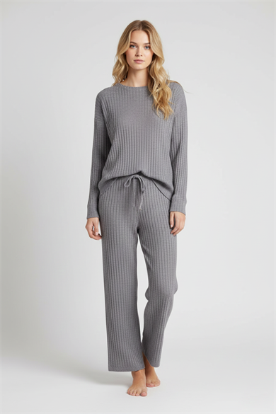 Winter Loungewear Long Sleeve LU T-Shirt Grey