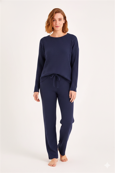 Winter Loungewear Long Sleeve LU T-Shirt Navy Blue