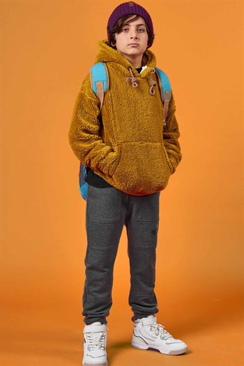 Hardal Outdoor Unisex Çocuk Kapüşonlu Peluş Sweatshirt