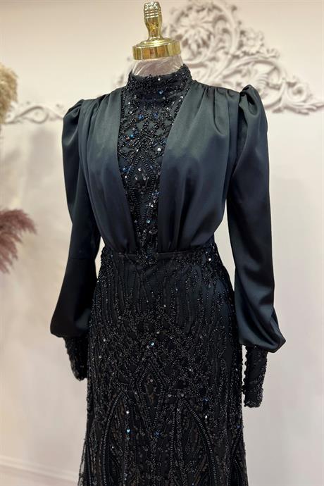 Açelya Tesettür Abiye Siyah