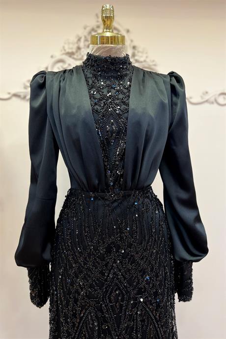 Açelya Tesettür Abiye Siyah