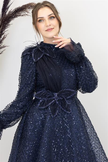 Adel Tesettür Abiye Lacivert