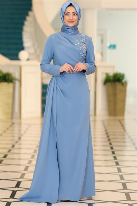 Adel Tesettür Abiye Mavi