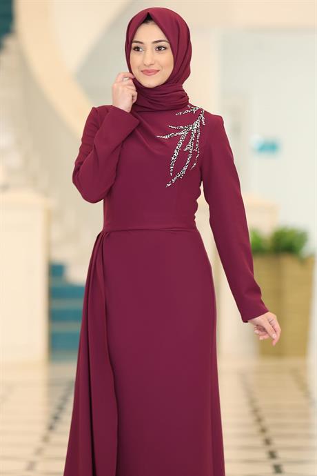 Adel Tesettür Abiye Mürdüm