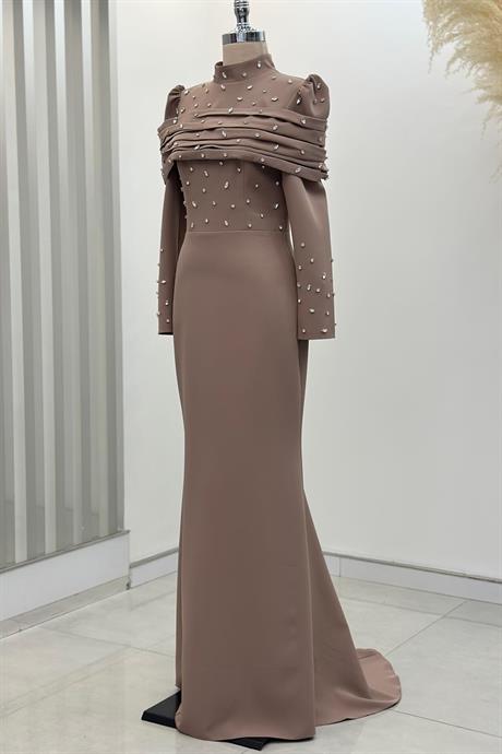 Aden Tesettür Abiye Kahve