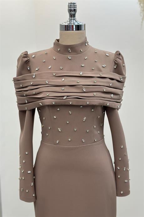 Aden Tesettür Abiye Kahve