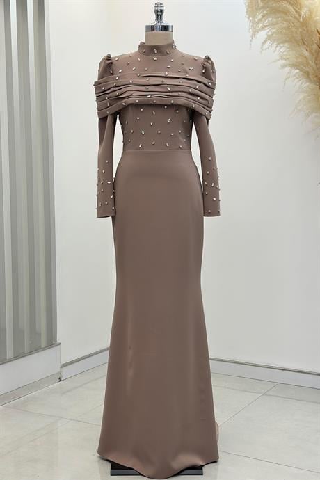 Aden Tesettür Abiye Kahve