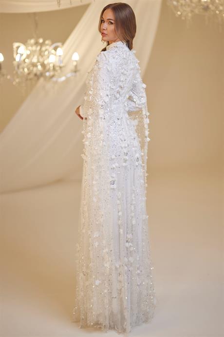 Afife Tesettür Abiye Beyaz