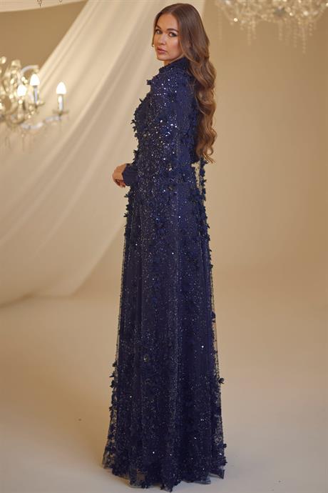 Afife Tesettür Abiye Lacivert