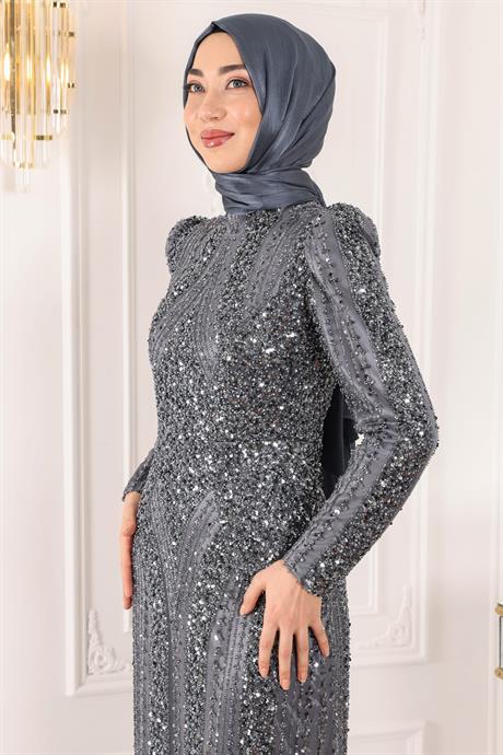 Ahsen Tesettür Abiye Antrasit