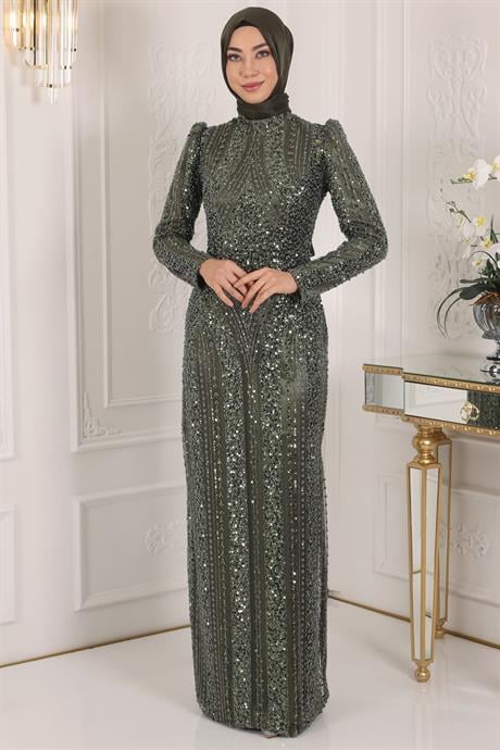 Ahsen Tesettür Abiye Haki