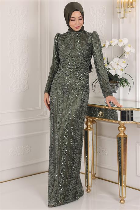 Ahsen Tesettür Abiye Haki