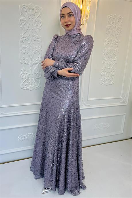 Ahu Tesettür Abiye Lavanta