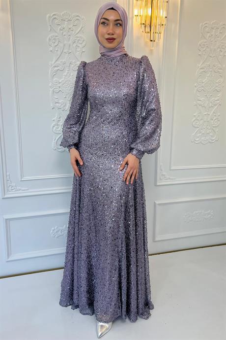 Ahu Tesettür Abiye Lavanta