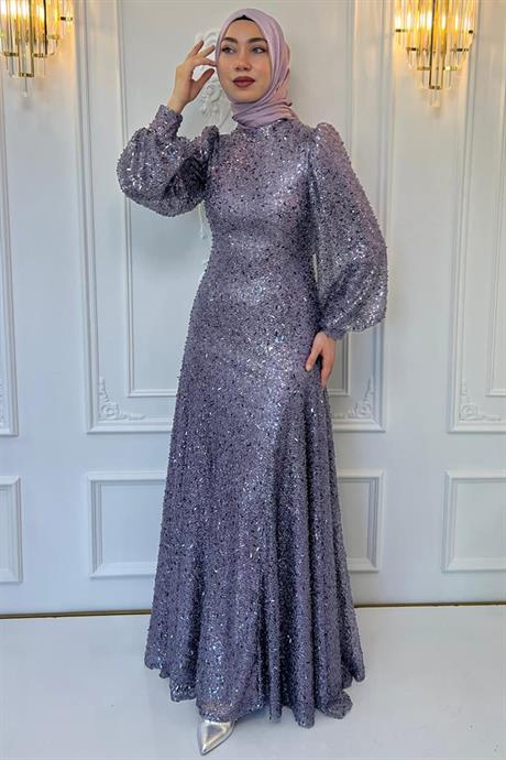 Ahu Tesettür Abiye Lavanta