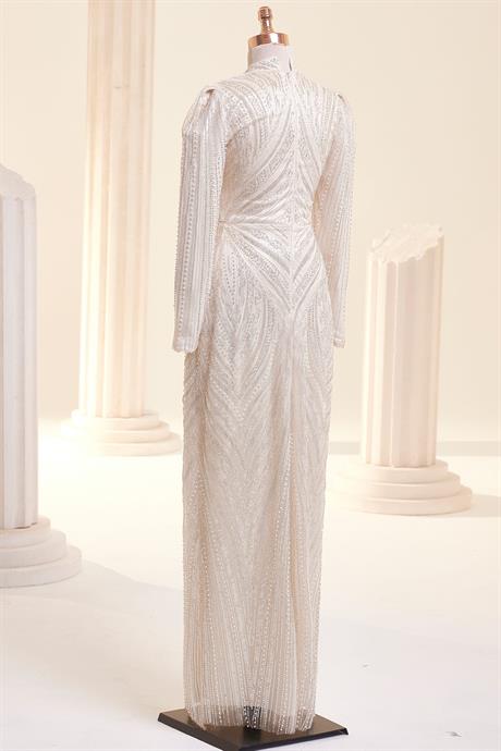 Alanur Tesettür Abiye Ekru