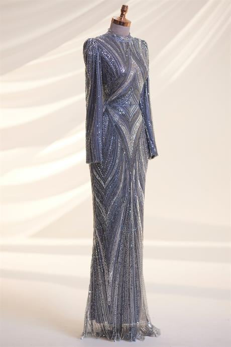 Alanur Tesettür Abiye İndigo