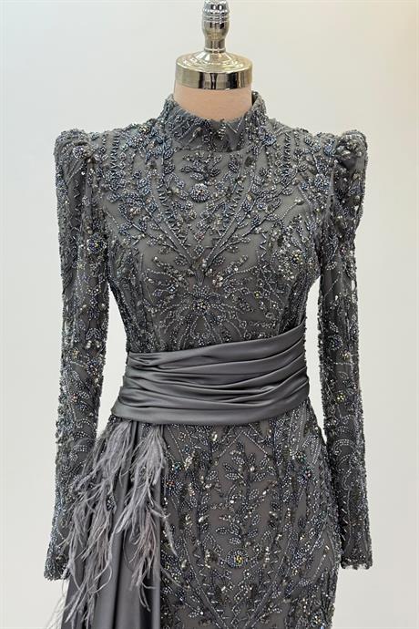 Alessa Tesettür Abiye Antrasit