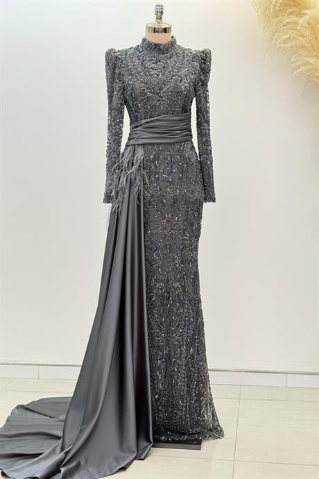 Alessa Tesettür Abiye Antrasit