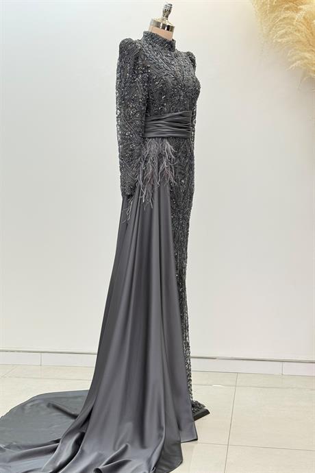 Alessa Tesettür Abiye Antrasit