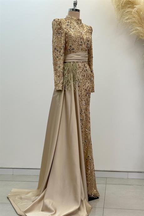 Alessa Tesettür Abiye Gold