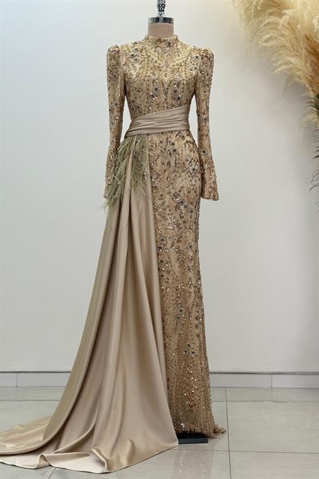 Alessa Tesettür Abiye Gold