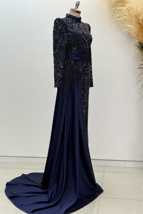 Alessa Tesettür Abiye Lacivert