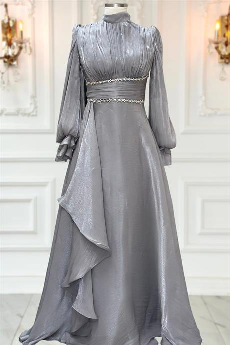 Alize Tesettür Abiye Gri