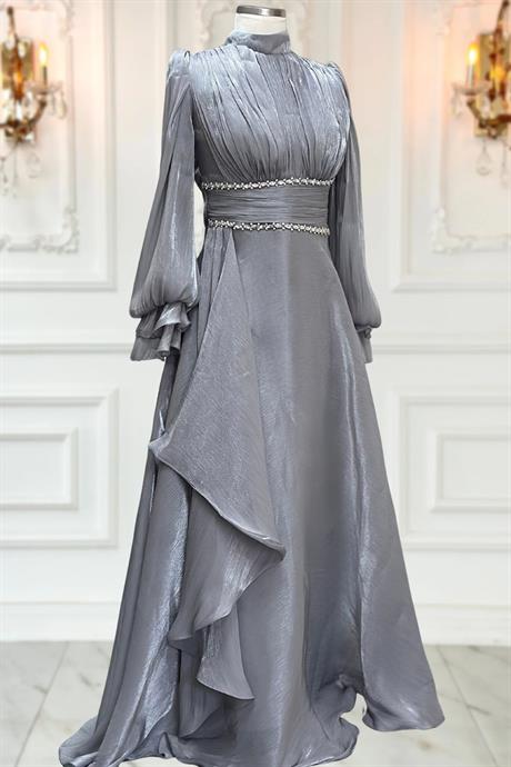 Alize Tesettür Abiye Gri