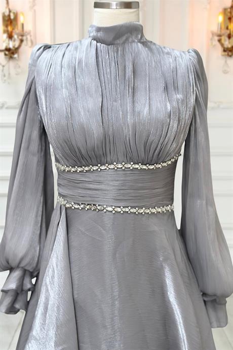 Alize Tesettür Abiye Gri