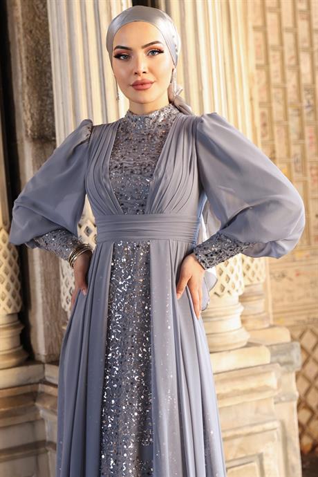 Alya Tesettür Abiye Antrasit