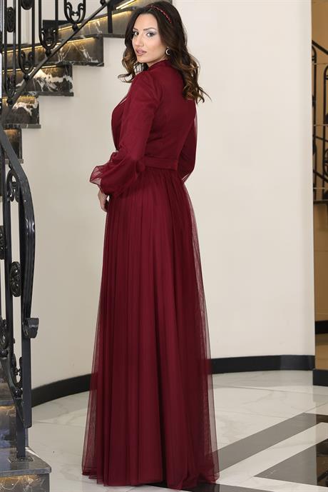 Alya Tesettür Abiye Bordo