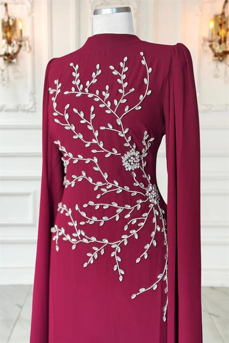 Alya Tesettür Abiye Bordo