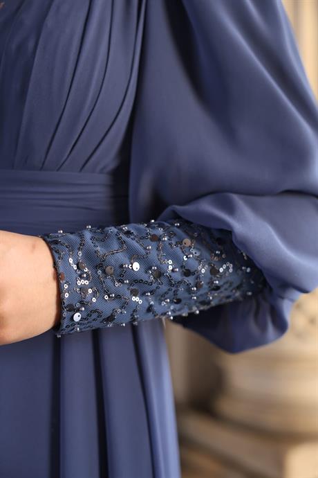 Alya Tesettür Abiye İndigo