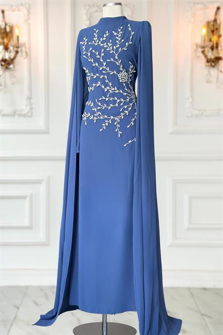 Alya Tesettür Abiye İndigo