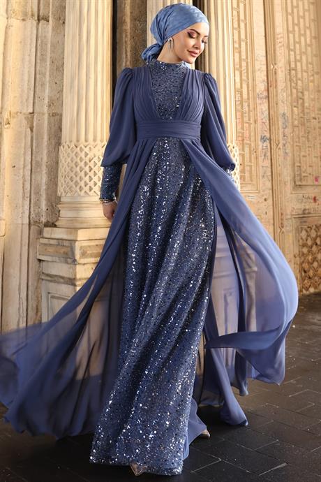Alya Tesettür Abiye İndigo