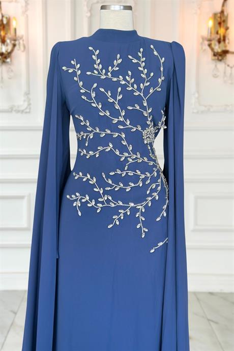 Alya Tesettür Abiye İndigo