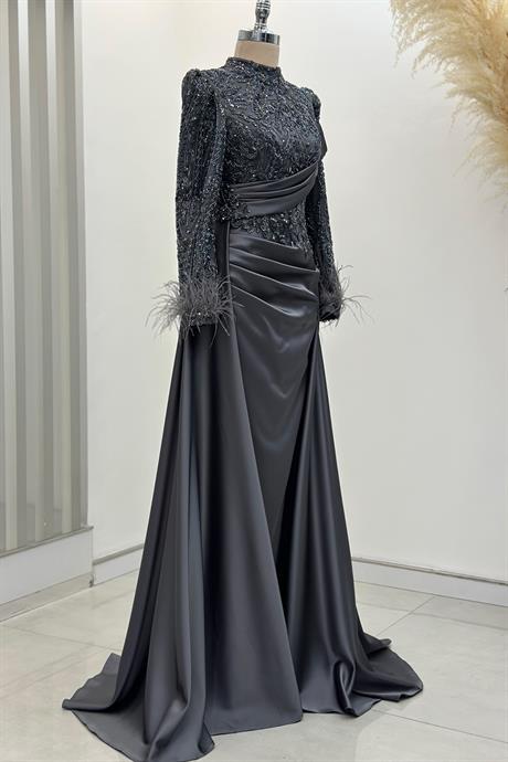 Anabel Tesettür Abiye Antrasit