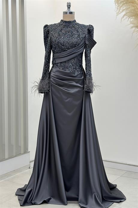 Anabel Tesettür Abiye Antrasit