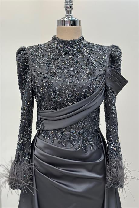 Anabel Tesettür Abiye Antrasit