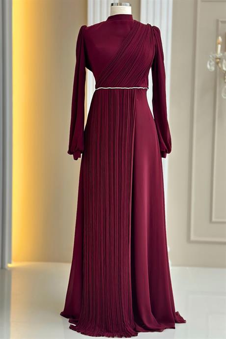 Arin Tesettür Abiye Bordo