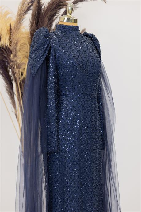 Asil Tesettür Abiye Lacivert