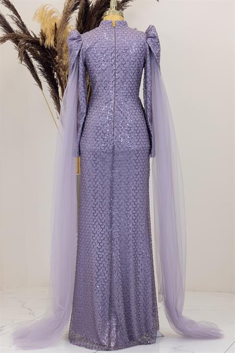 Asil Tesettür Abiye Lila