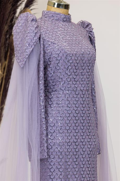 Asil Tesettür Abiye Lila