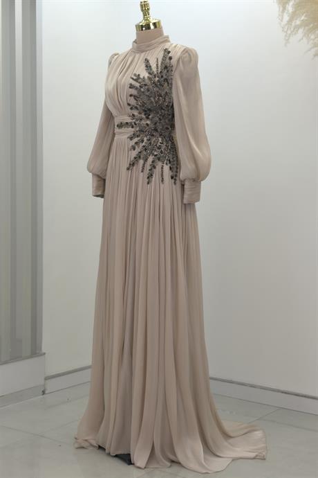 Astoria Tesettür Abiye Bej