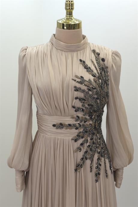 Astoria Tesettür Abiye Bej