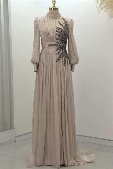 Astoria Tesettür Abiye Bej