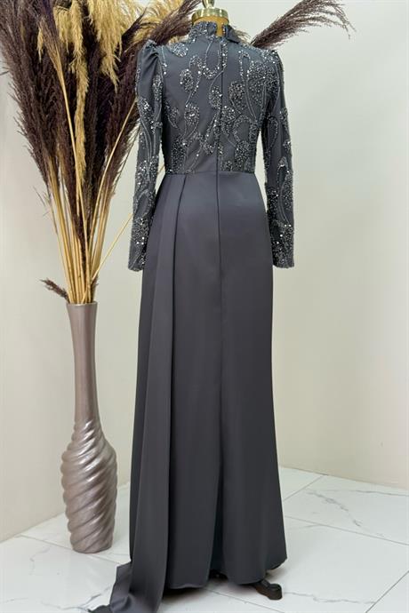 Asude Tesettür Abiye Antrasit