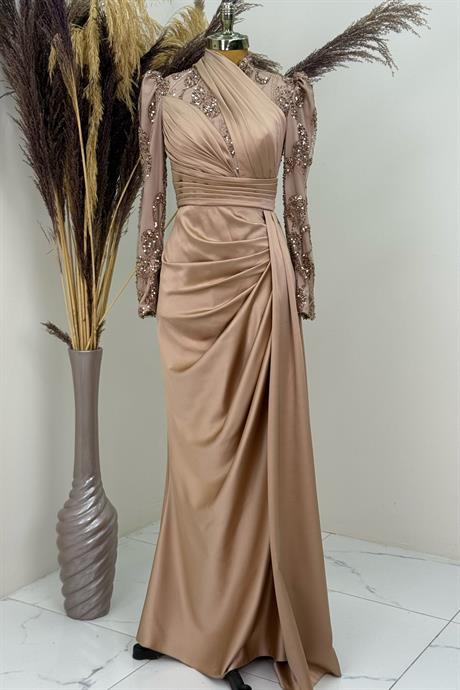 Asude Tesettür Abiye Gold